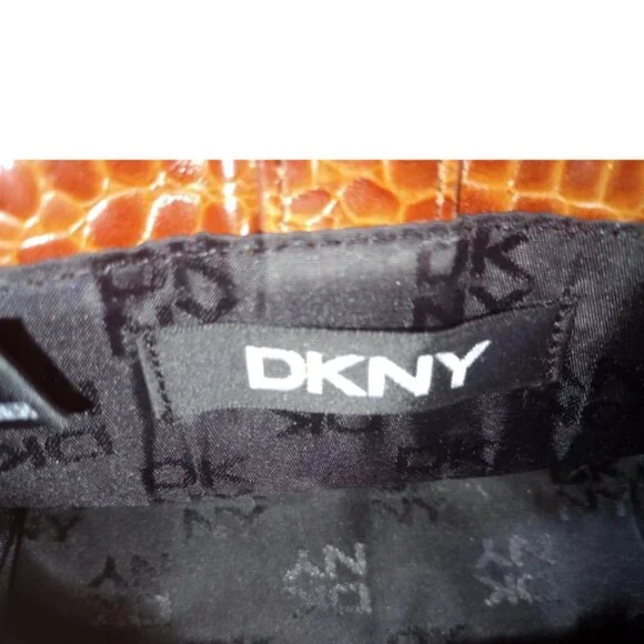 Vintage DKNY Brown Crocodile‑Embossed Leather Shoulder Bag Satchel - Picture 3 of 6